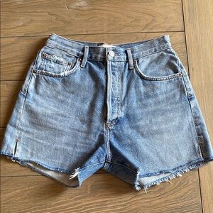 Agolde Blue Denim Cutoff Shorts
